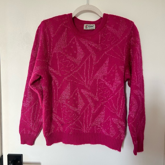 Vintage 80s hot pink sweater - Picture 1 of 4
